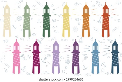 Vector of the colored Lighthouse Clipart