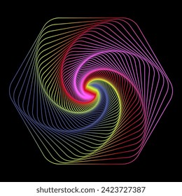 Vector Colored Line Icon Isolated on Dark Background. Spiral Logo.

