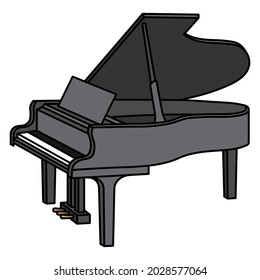 vector and colored line illustration of a piano.
