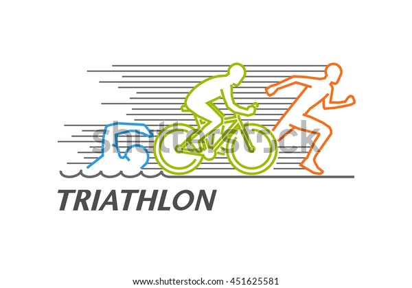 Vector Colored Line Logo Triathlon Figures Stock Vector (Royalty Free ...