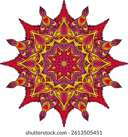 Vector colored mandala with ethnic decorative elements. Patterned Design Element, Coloring book. Vector illustration.