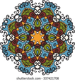 Vector colored mandala. Henna tattoo