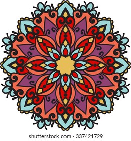 Vector colored mandala. Henna tattoo