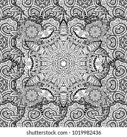 Vector colored Mandala. Ornament invitation card Vintage decorative elements on a white, black and gray colors. Tribal, Boho, Bohemian style, for flash tattoo.