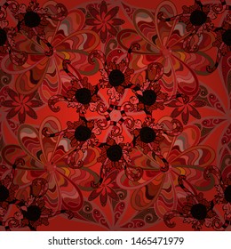 Vector colored Mandala. Ornament invitation card Vintage decorative elements on a red, orange and black colors. Tribal, Boho, Bohemian style, for flash tattoo.