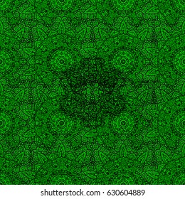 Vector colored Mandala. Ornament invitation card Vintage decorative elements on a green background. Tribal, Boho, Bohemian style, for flash tattoo.