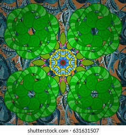 Vector colored Mandala. Ornament invitation card Vintage decorative elements on a colorful background. Tribal, Boho, Bohemian style, for flash tattoo.