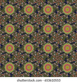 Vector colored Mandala. Ornament invitation card Vintage decorative elements on a colorful background. Tribal, Boho, Bohemian style, for flash tattoo.