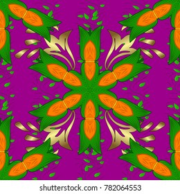 Vector colored Mandala. Ornament invitation card Vintage decorative elements on a purple, green and orange colors. Tribal, Boho, Bohemian style, for flash tattoo.