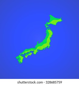 vector colored map flat design abstract japan Honshu Hokkaido islands illustration isolated blue background
