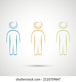 Hombres de color vectorial sobre fondo blanco