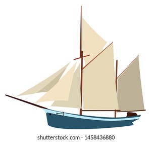 Vector colored minimal Schooner sailing ship illustration