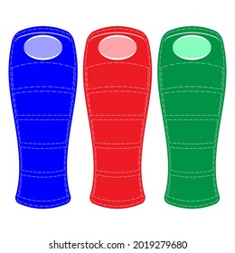 Vector Colored Modern Sleeping Bag Set Isolated on White Background.