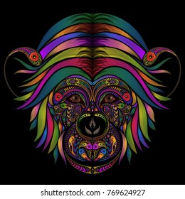 Vector colored monkey from patterns