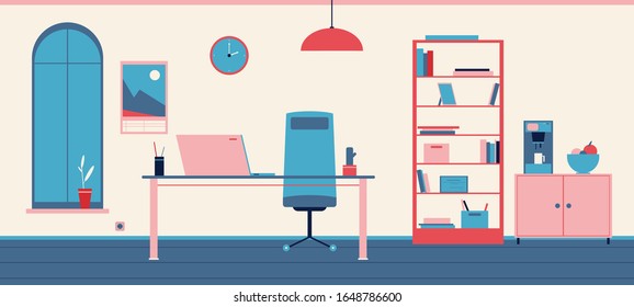 Vector colored office furniture set