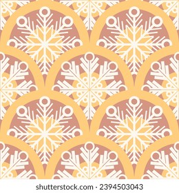 Vector - colored ornament in snowflake design, seamless pattern.