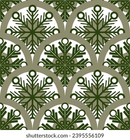 Vector - colored ornament in snowflake design, seamless pattern.