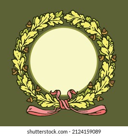 Marco del borde de la corona circular de color vectorial en estilo vintage 