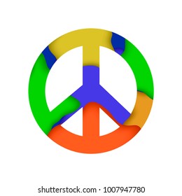 Vector Colored Pacifist Sign Isolated on White Background