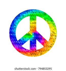 Vector Colored Pacifist Sign Isolated on White Background