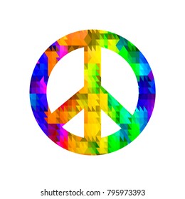 Vector Colored Pacifist Sign Isolated on White Background