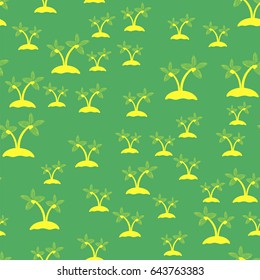 Vector Colored Palm Seamless Pattern Isolated on Green Background