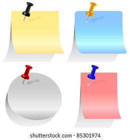 vector colored paper sheets for notes different forms pinned office pins