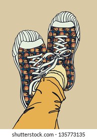 vector colored pattern gym shoes