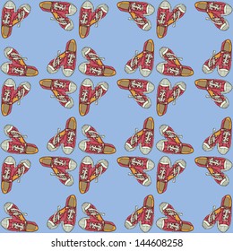  Vector colored pattern gym shoes background. Vector Illustration