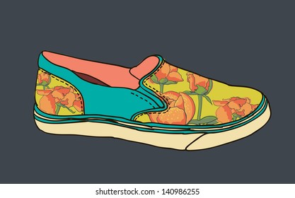 Vector colored pattern moccasins shoes