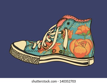 Vector colored pattern vintage gym shoes