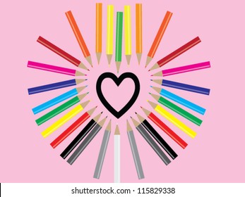 vector of colored pencils
