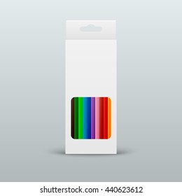 Vector colored pencils in the box