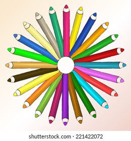 Vector colored pencils in circle. Eps 10 vector