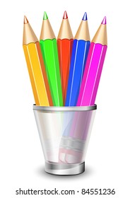 Vector colored pencils in the holder