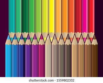 Vector Colored Pencils Illustration with Dark Background