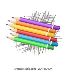 Vector Colored Pencils On Scribble