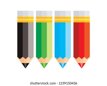 vector colored pencils on white background 