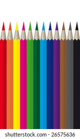 vector colored pencils on a white background