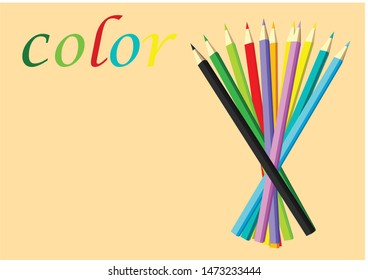 
Vector colored pencils and paper for writing work