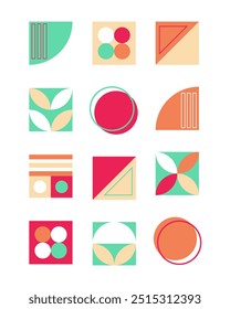 Vector colored pink, green and orange abstract graphic elements