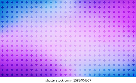 Vector colored playing card signs pattern, casino background, hearts, clubs, diamonds and spades, vector icons and symbols