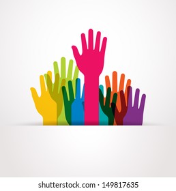 vector colored raised hands presentation