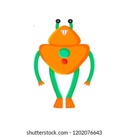 Vector colored robot in cartoon style. Isolated vector robot in a white background.