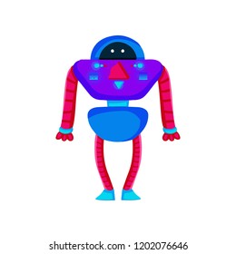 Vector colored robot in cartoon style. Isolated vector robot in a white background.