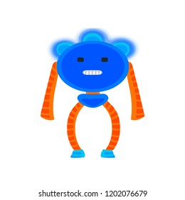 Vector colored robot in cartoon style. Isolated vector robot in a white background.