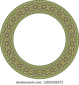 Vector colored round Byzantine border, frame. Circle Greek pattern, Drawing of the Eastern Roman Empire. Decoration of the Russian Orthodox Church.
