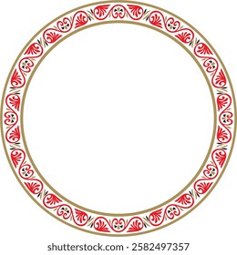 Vector colored round classic byzantine ornament. Circle, ring, border, Ancient Greece, Eastern Roman Empire frame. Decoration of the Russian Orthodox Church
