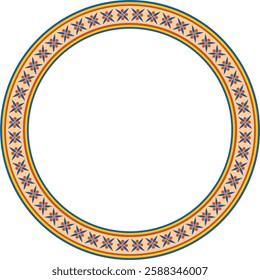 Vector colored round classic byzantine ornament. Circle, ring, border, Ancient Greece, Eastern Roman Empire frame. Decoration of the Russian Orthodox Church
