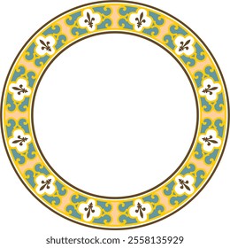 Vector colored round classic renaissance ornament. Circle, ring, european border, revival style frame
